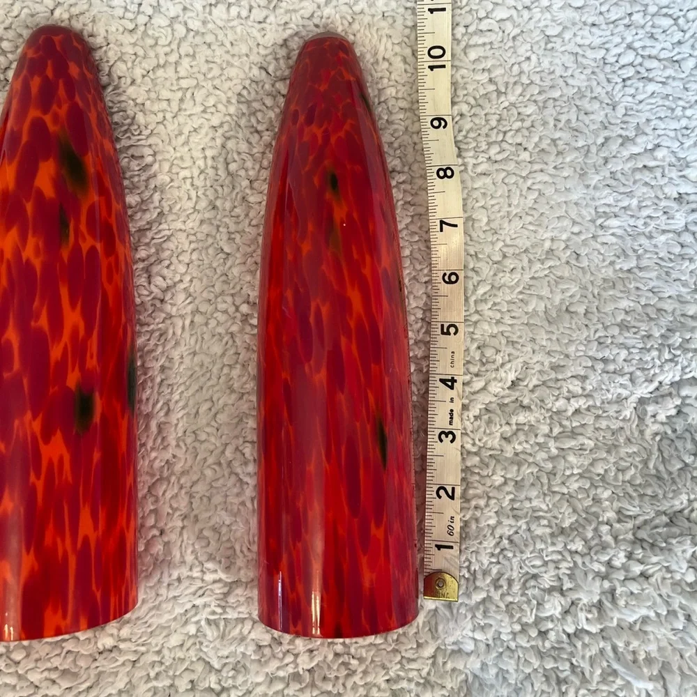 Glass Pendant Light Shades (3 piece) - Red & Orange Speckles - 10 in.